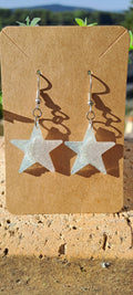 Boucles d'oreilles artisanales étoile gris et bleu givré