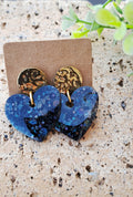 Boucles d'oreilles artisanales coeur noir paillettes holographiques 🩷