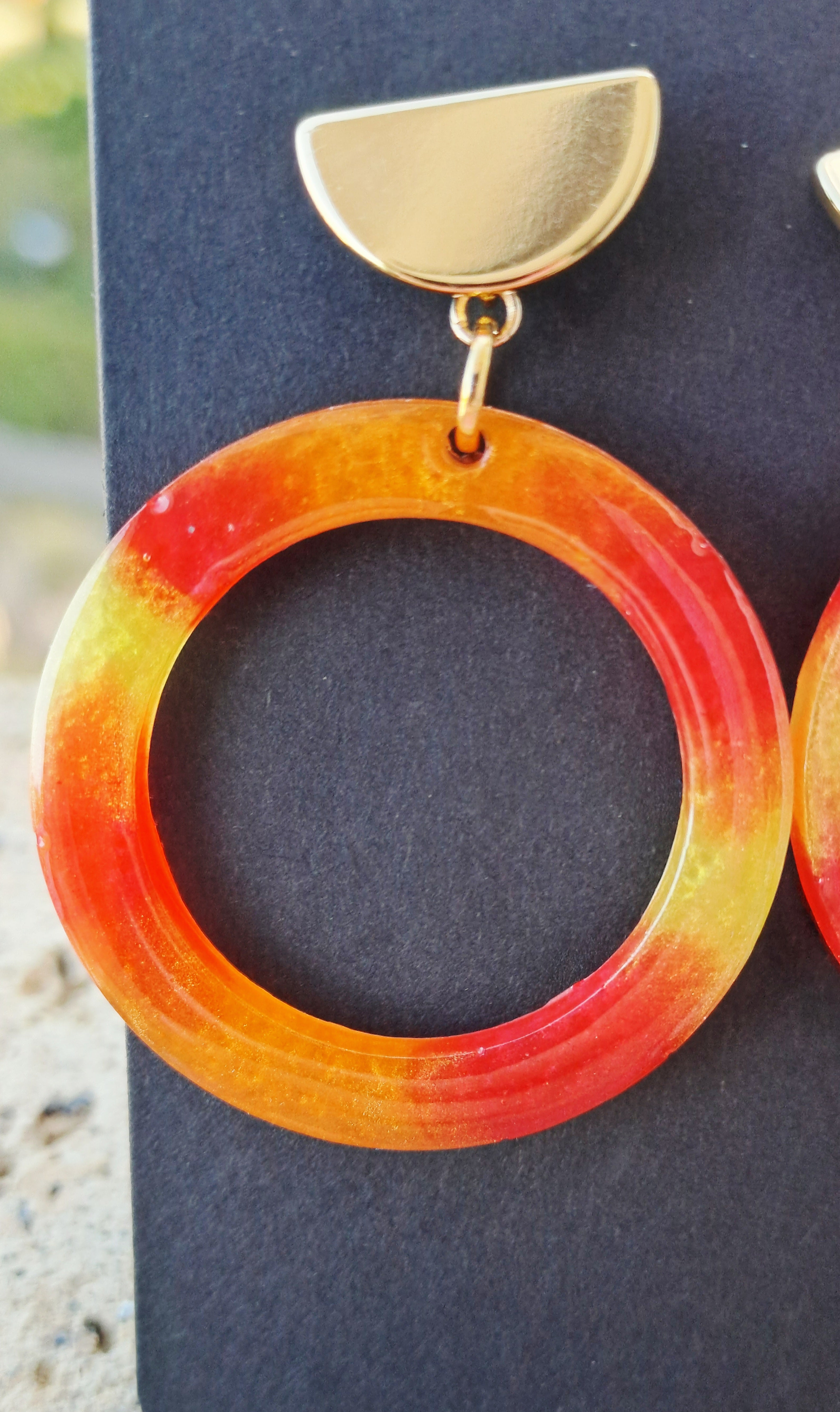 Boucles d'oreilles artisanales créoles coucher de soleil