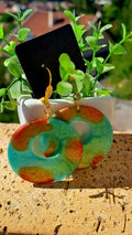Boucles d'oreilles artisanales vert et cuivre
