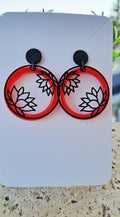 Boucles d'oreilles artisanales rouge et apprets noirs