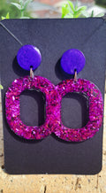Boucles d'oreilles violet  et paillettes