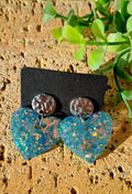 Boucles d'oreilles artisanales coeur givré