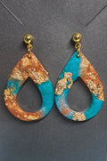 Boucles d'oreilles artisanales marron turquoise et dorées