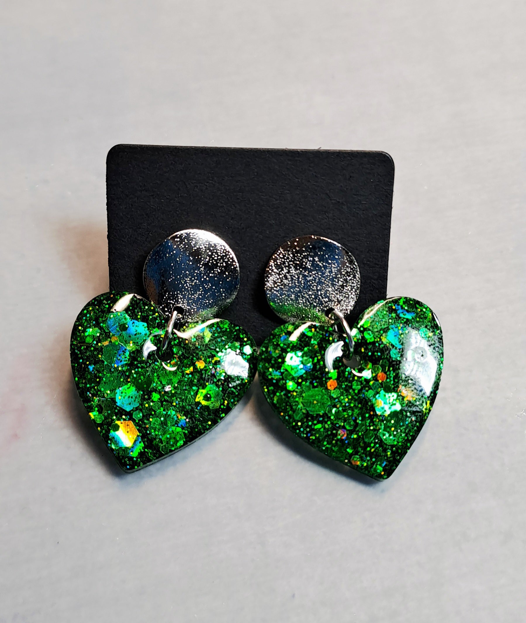 Boucles d'oreilles artisanales coeur vert