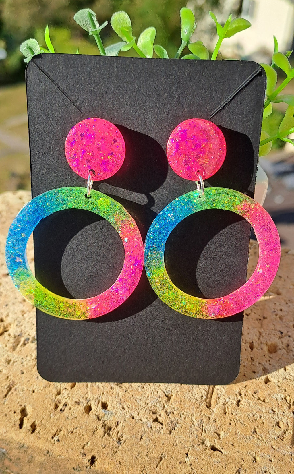 Boucles d'oreilles artisanales fluo