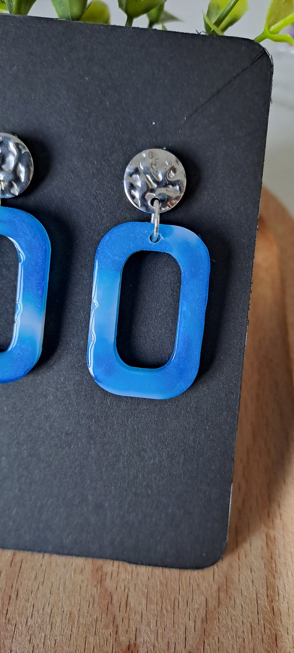 Boucles d'oreilles artisanales ciel bleu