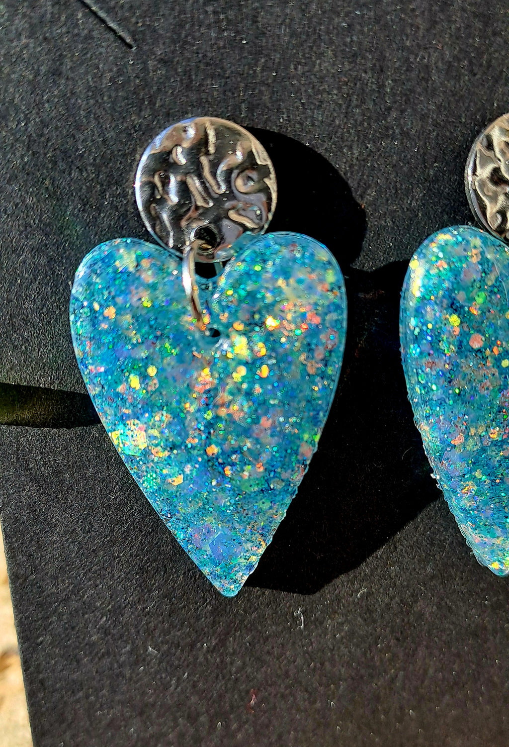 Boucles d'oreilles artisanales coeur givré