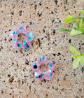 Pampilles fleurs paillettes holographiques rose vert