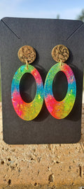Boucles d'oreilles artisanales ovales fluo