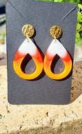 Boucles d'oreilles artisanales rouge orange blanc
