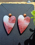 Boucles d'oreilles artisanales coeur rose et blanc