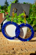 Boucles d'oreilles artisanales bleues électrique et paillettes