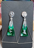 Boucles d'oreilles artisanales vert et argent