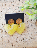 Boucles d'oreilles artisanales coeur jaune 🩷