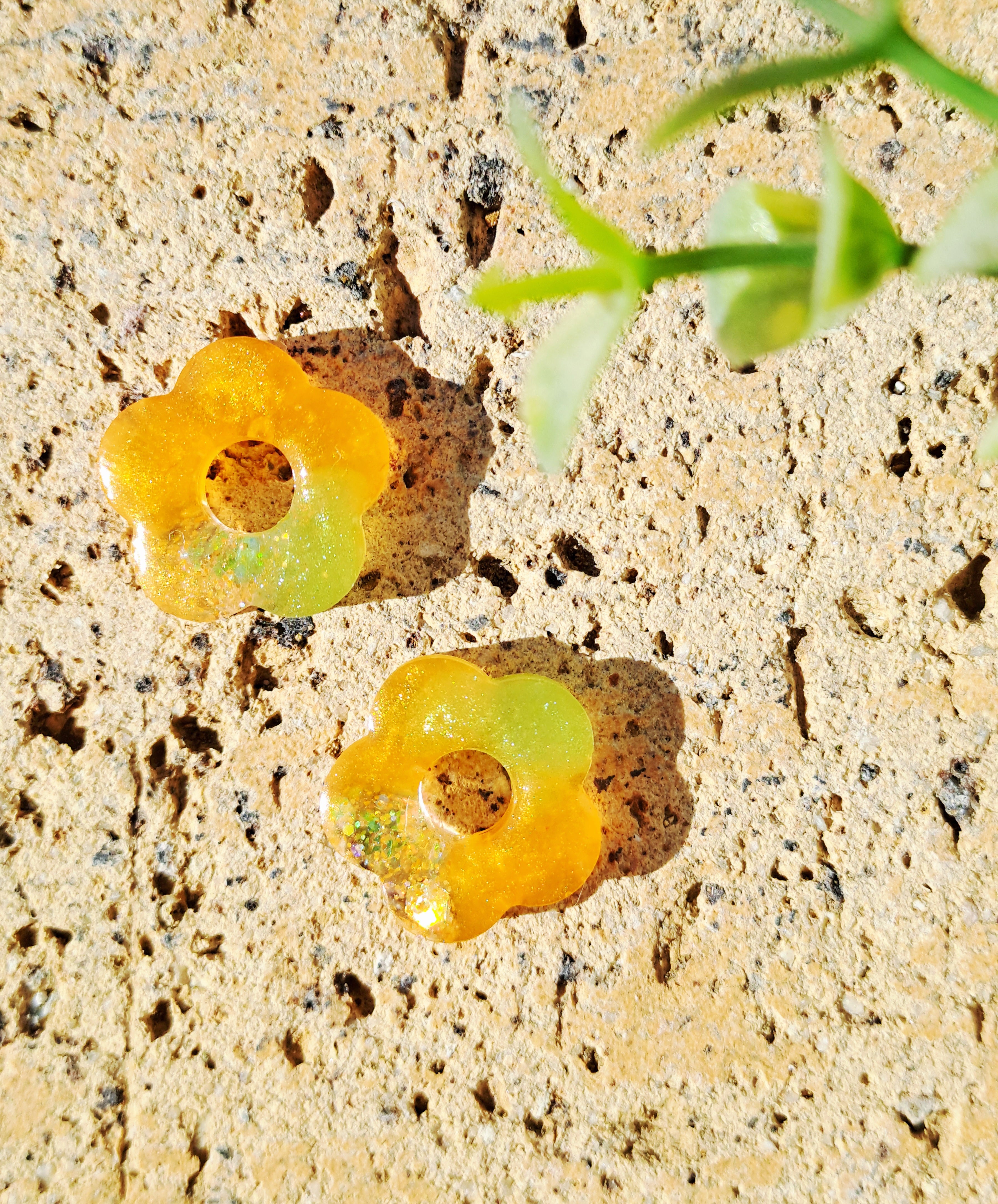Pampilles petites fleurs orange et vert