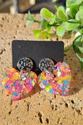 Boucles d'oreilles artisanales coeur confettis 🎊