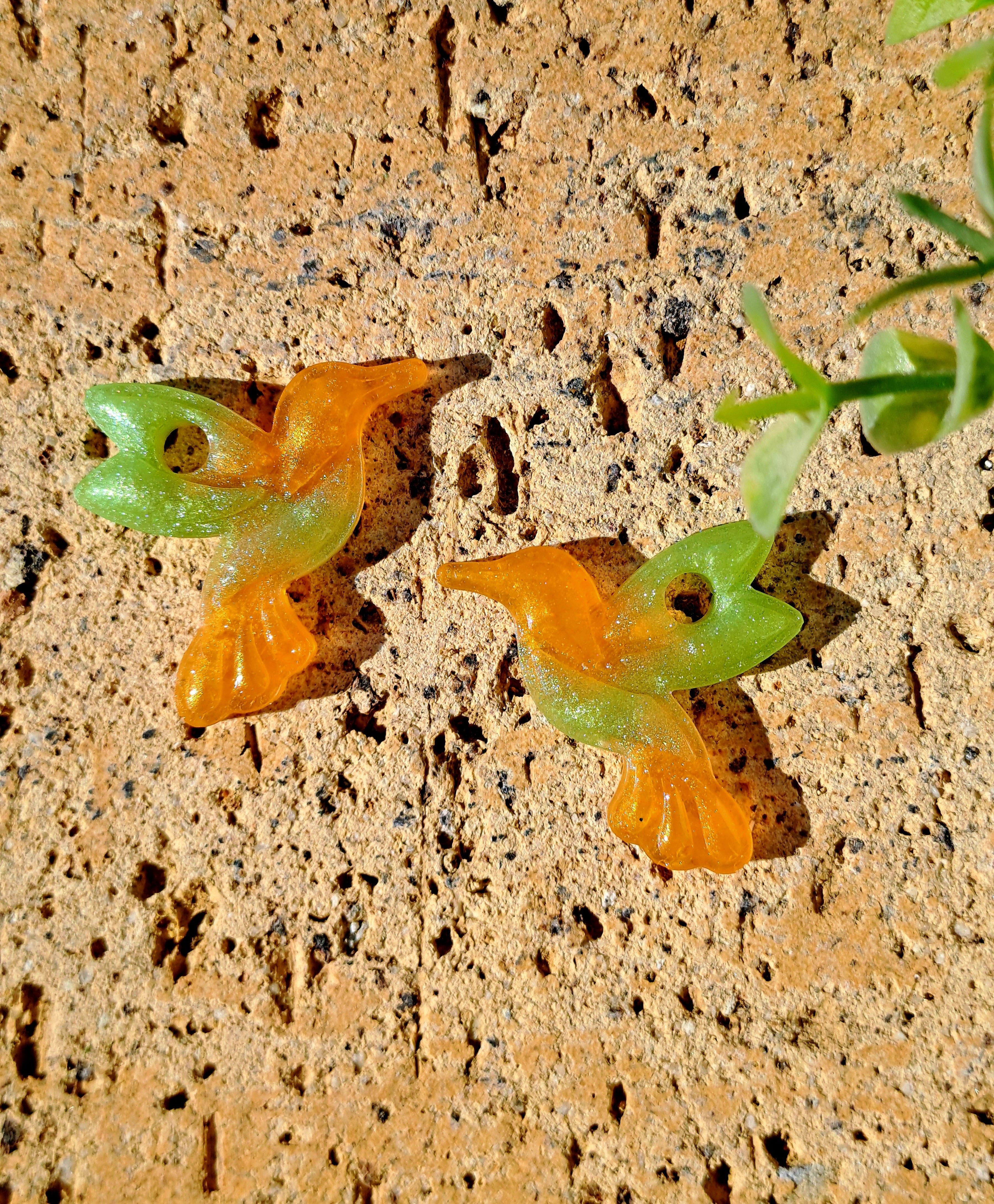 Pampilles Colibri vertes et orange