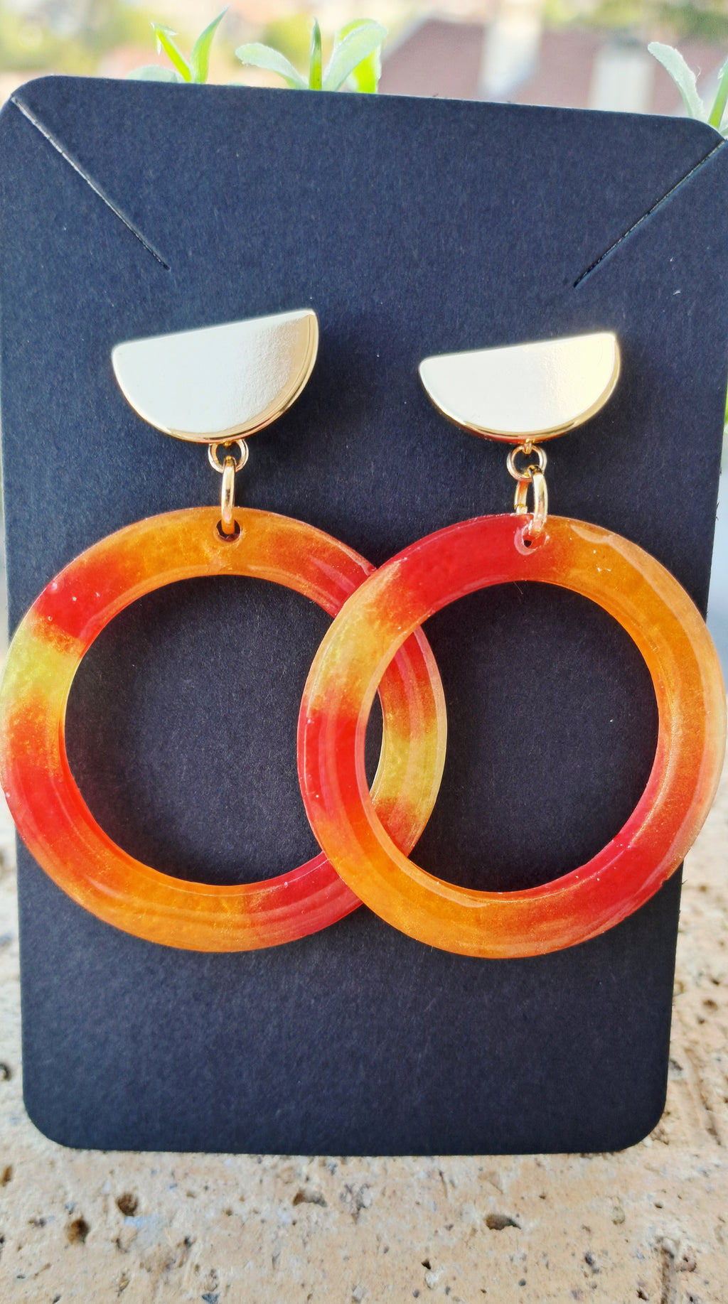 Boucles d'oreilles artisanales créoles coucher de soleil