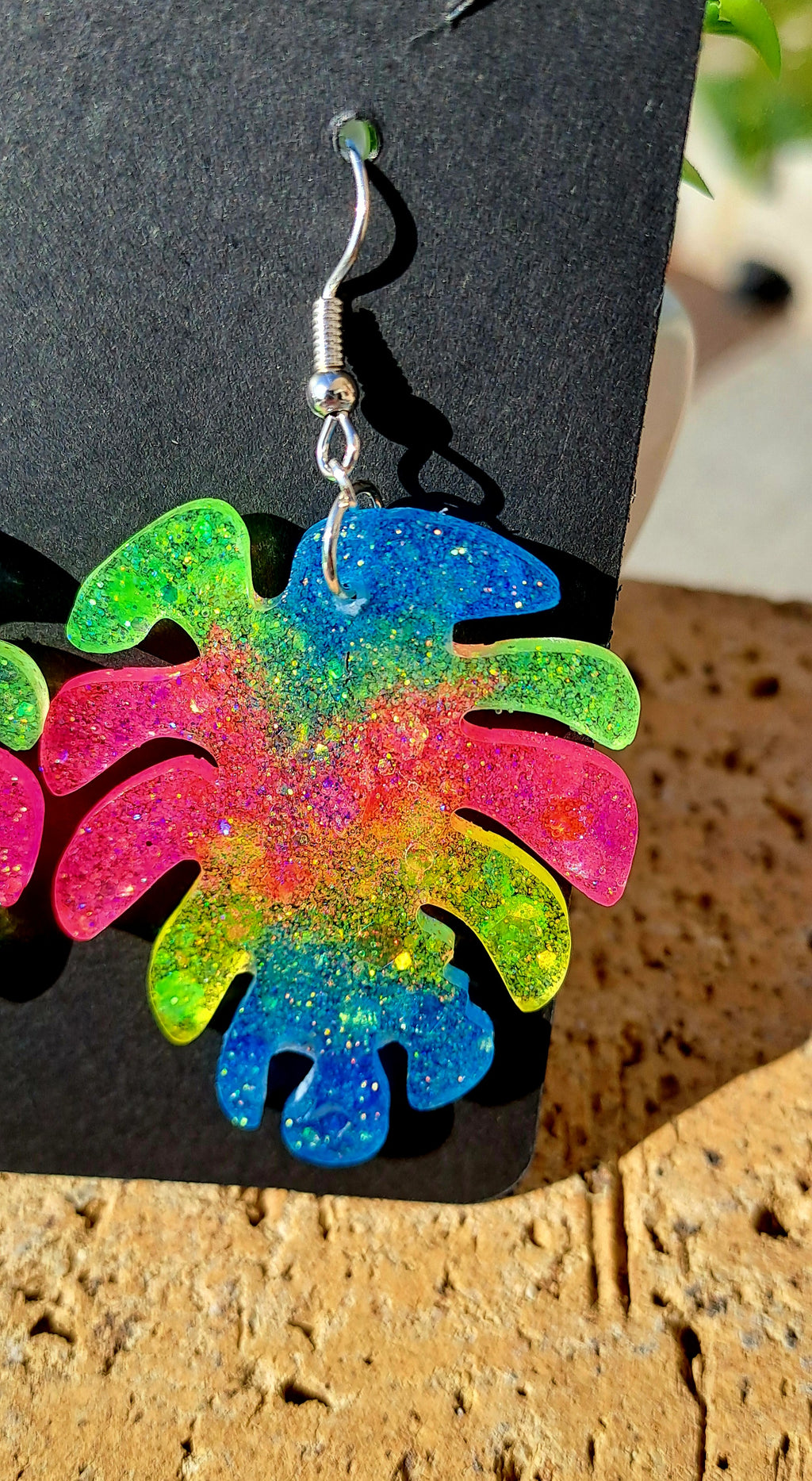 Boucles d'oreilles artisanales fluo multicolores