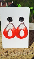 Boucles d’oreilles artisanales rouge et transparent