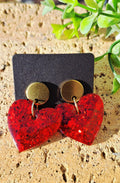 Boucles d'oreilles artisanales coeur rouge