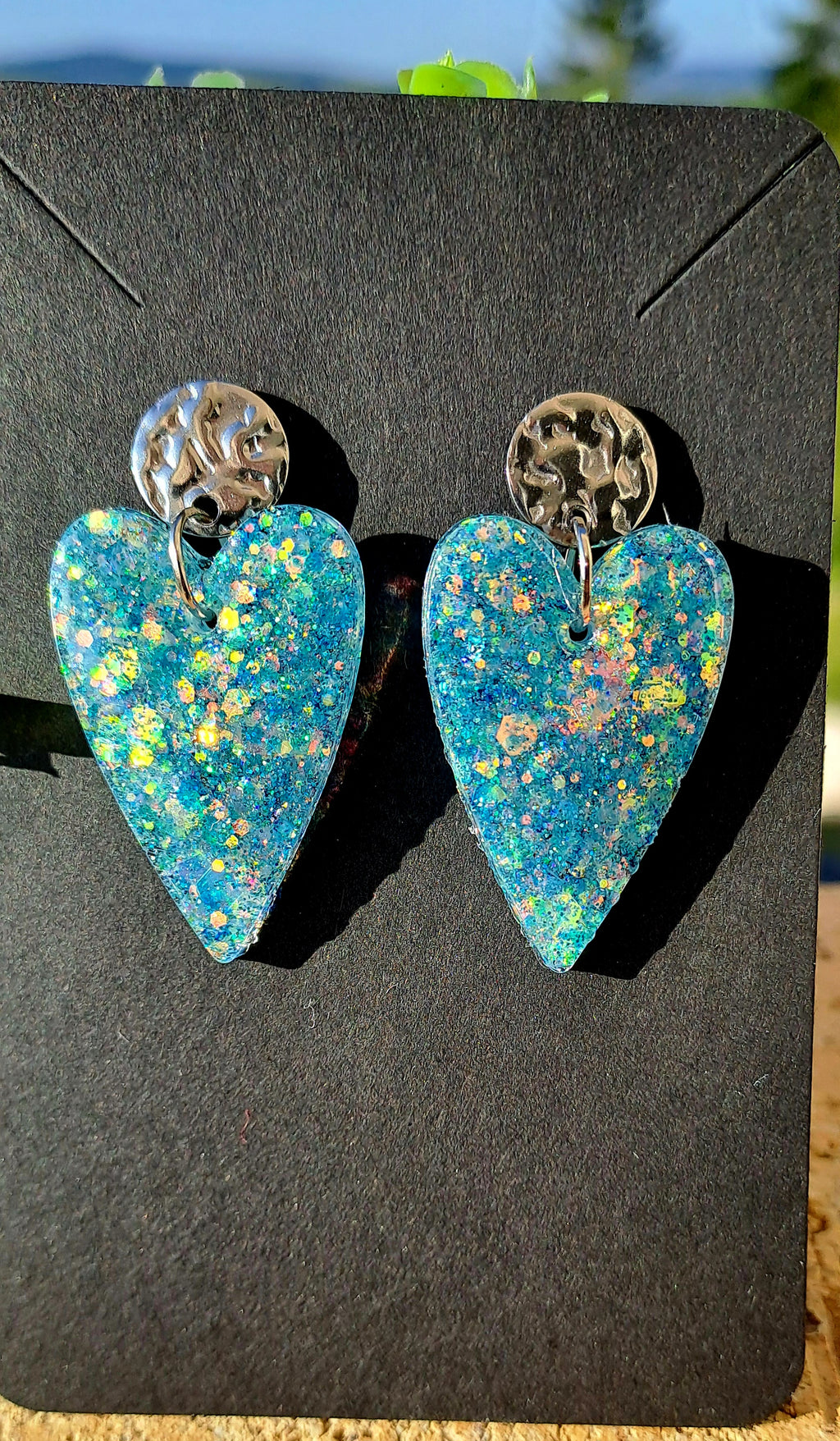 Boucles d'oreilles artisanales coeur givré