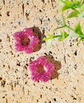 Pampilles fleurs rose paillettes