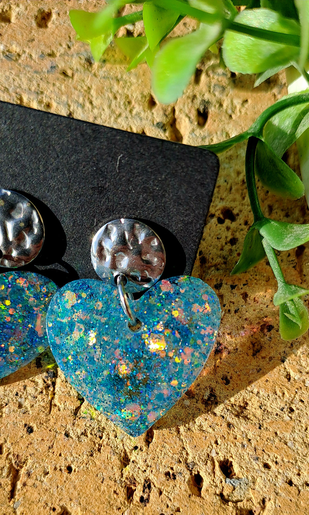 Boucles d'oreilles artisanales coeur givré