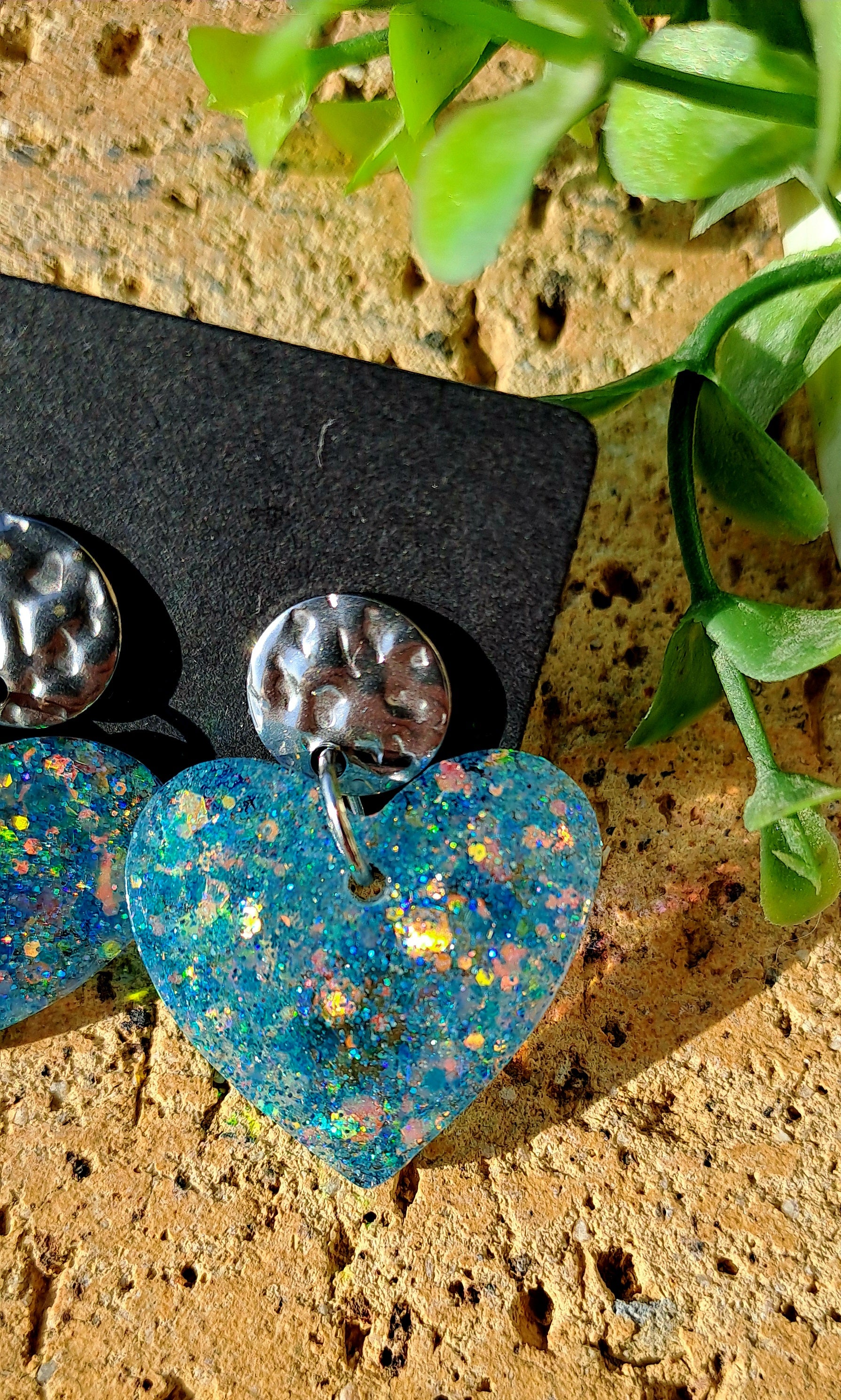Boucles d'oreilles artisanales coeur givré