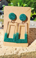 Boucles d'oreilles artisanales vertes et transparentes