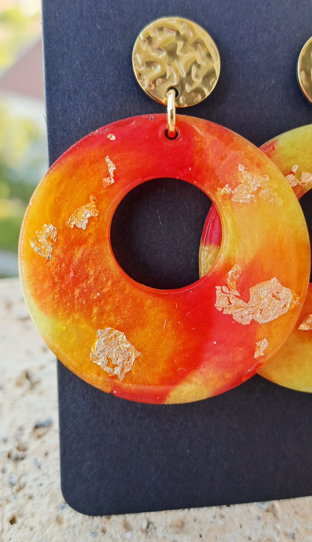 Boucles d'oreilles artisanales couché de soleil doré
