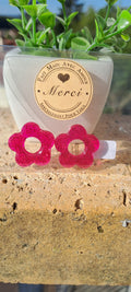 Pampilles fleurs fuchsia translucide