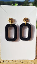 Boucles d'oreilles artisanales rectangulaire noires