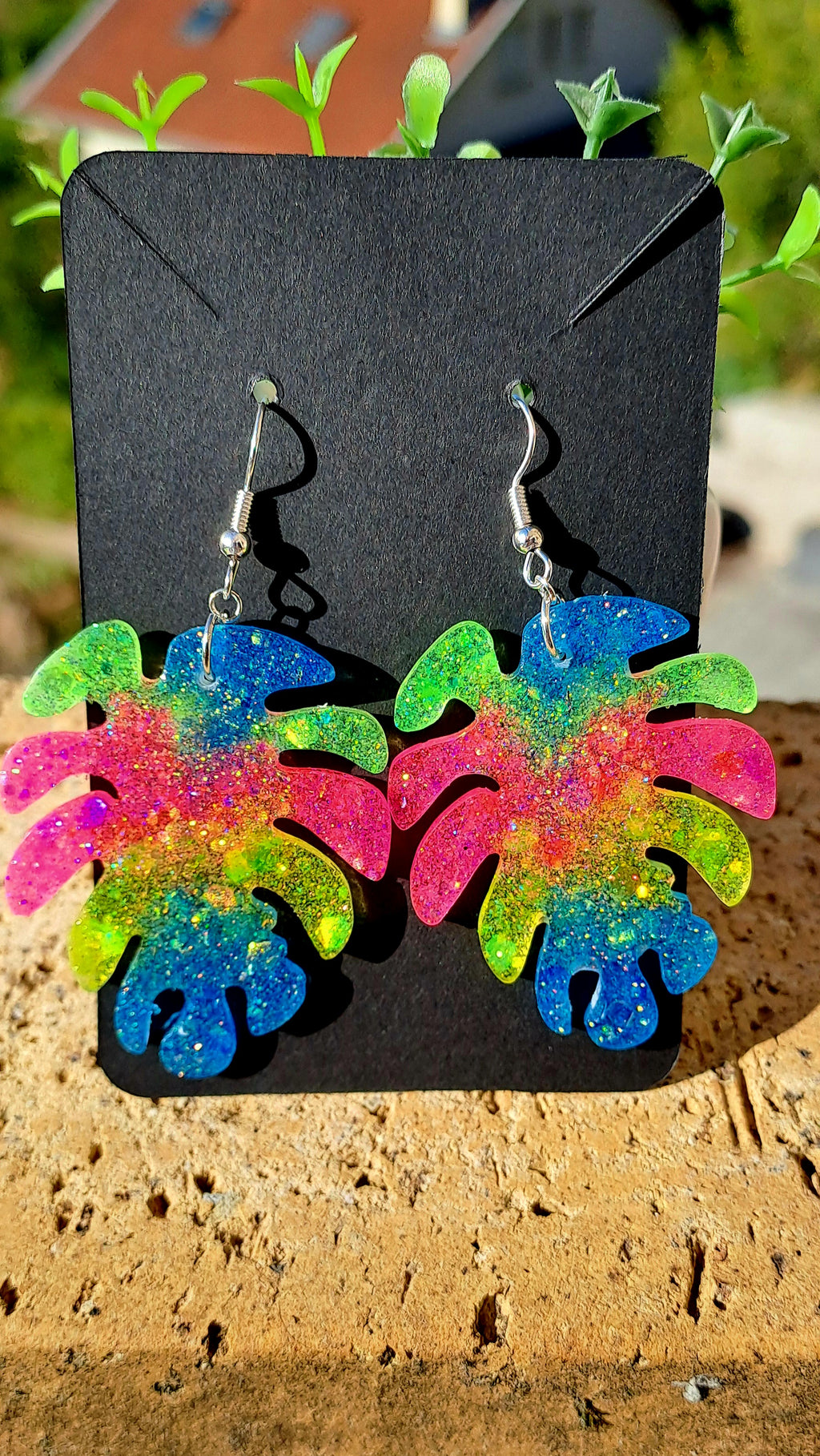 Boucles d'oreilles artisanales fluo multicolores