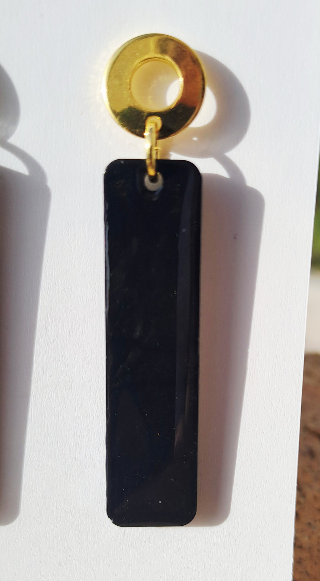 Boucles d'oreilles rectangulaire noire