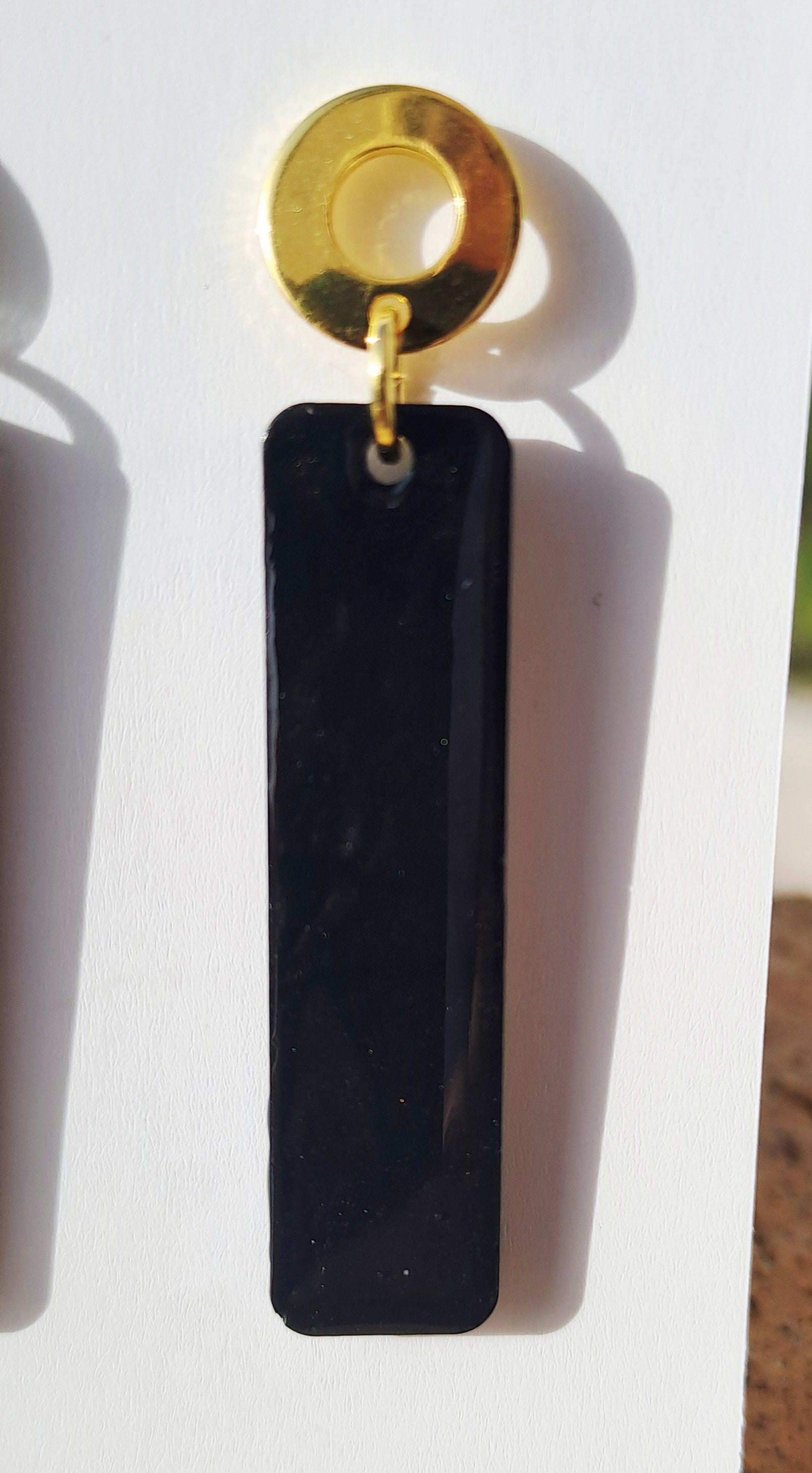 Boucles d'oreilles rectangulaire noire